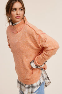 Ella Knit Cozy Warm Pumpkin Mock Style Long Sleeve Sweater