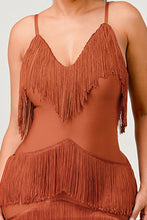 Load image into Gallery viewer, Beautiful Tassel Fringe Rust Midi Dress