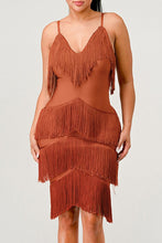 Load image into Gallery viewer, Beautiful Tassel Fringe Rust Midi Dress