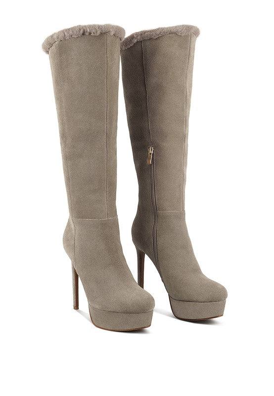 Saldana Taupe Convertible Suede Leather High Boots