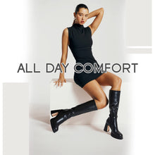 Load image into Gallery viewer, Black Knee High Faux Leather Platform Style Boots