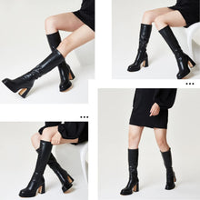 Load image into Gallery viewer, Black Knee High Faux Leather Platform Style Boots