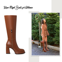 Load image into Gallery viewer, Brown Knee High Platform Gothic Style Boots