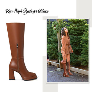 Brown Knee High Platform Gothic Style Boots
