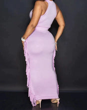 Load image into Gallery viewer, Modern Fringe Pink Halter Sleeveless Maxi Dress