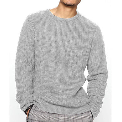 Men's Light Gray Long Sleeve Knitted Loose Fit Sweater