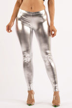 Load image into Gallery viewer, Dance With Me Blue Shiny Metallic Leggings