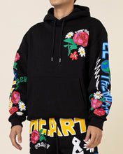 Load image into Gallery viewer, Men&#39;s Black Flower Puff Print Long Sleeve Hoodie