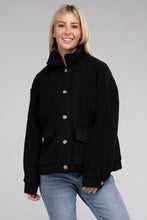 Load image into Gallery viewer, Black Cozy Sherpa Button-Front Jacket