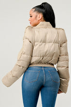 Load image into Gallery viewer, Plush Puff Cream Sleeve Bomber Jacket