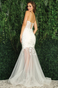 Sweetheart White Lace Embroidered Mesh Mermaid Gown