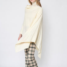 Load image into Gallery viewer, Beautiful Knit Ivory Asymmetrical Poncho