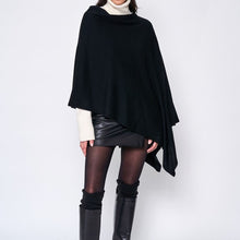 Load image into Gallery viewer, Beautiful Knit Ivory Asymmetrical Poncho