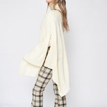 Load image into Gallery viewer, Beautiful Knit Ivory Asymmetrical Poncho