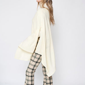 Beautiful Knit Ivory Asymmetrical Poncho