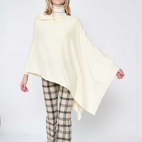 Beautiful Knit Ivory Asymmetrical Poncho