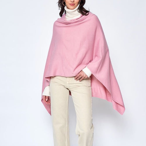 Beautiful Knit Pink Asymmetrical Poncho