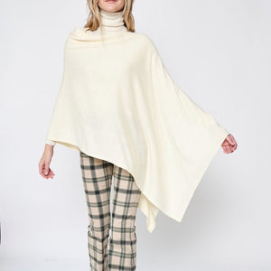 Beautiful Knit Ivory Asymmetrical Poncho