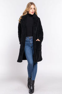 Cappuccino Winter Comfort Sherpa Long Sleeve Coat