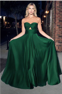 Black Sweetheart Satin Keyhole Strapless Gown