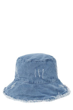 Load image into Gallery viewer, Distressed Denim Bucket Hat with Wired Brim