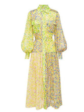 Load image into Gallery viewer, Pretty Floral Long Sleeve Yellow Maxi Dress