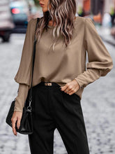 Load image into Gallery viewer, Contemporary Solid Taupe Button Long Sleeve Blouse