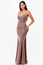 Load image into Gallery viewer, Sparking Bronze Jacquard Draped Sleeveless Maxi Dress