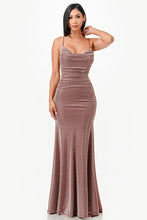 Load image into Gallery viewer, Sparking Bronze Jacquard Draped Sleeveless Maxi Dress