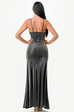 Load image into Gallery viewer, Sparking Bronze Jacquard Draped Sleeveless Maxi Dress