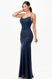 Sparking Bronze Jacquard Draped Sleeveless Maxi Dress