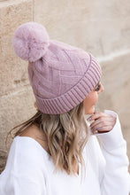 Load image into Gallery viewer, Chunky Knit Fur Pom Beanie