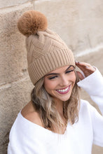 Load image into Gallery viewer, Chunky Knit Fur Pom Beanie