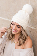 Load image into Gallery viewer, Chunky Knit Fur Pom Beanie