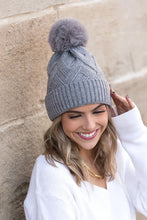 Load image into Gallery viewer, Chunky Knit Fur Pom Beanie