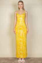 Load image into Gallery viewer, Mustard Yellow Tie Dye Printed Cami Bodycon Maxi Dress