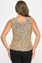 Load image into Gallery viewer, Gold Sequin Glitter Sleeveless Top