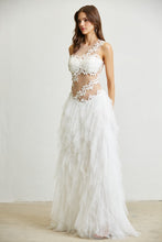 Load image into Gallery viewer, White Illusion Vine Mesh Embroidered Tulle Dress