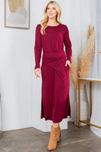 Load image into Gallery viewer, Black Waist Wrap Long Sleeve Dress w/Pockets