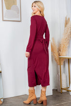 Load image into Gallery viewer, Black Waist Wrap Long Sleeve Dress w/Pockets