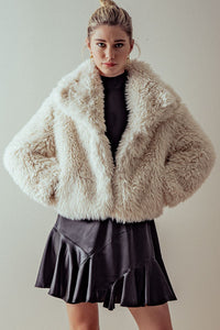 Soft & Chic Beige Faux Fur Long Sleeve Winter Coat