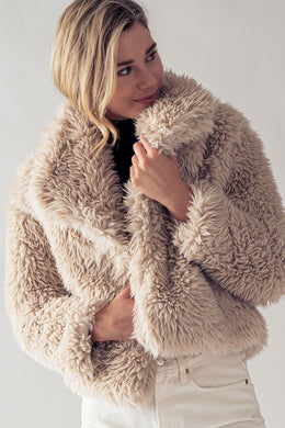 Soft & Chic Tan Faux Fur Long Sleeve Winter Coat