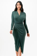 Load image into Gallery viewer, Criss Cross Marsala Long Sleeve Midi Dress