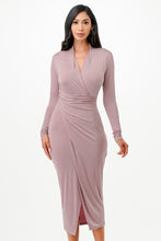 Load image into Gallery viewer, Criss Cross Marsala Long Sleeve Midi Dress