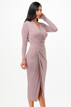 Load image into Gallery viewer, Criss Cross Marsala Long Sleeve Midi Dress