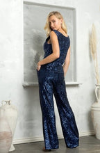Load image into Gallery viewer, Black Sequin Glitter Top &amp; Pants Jumpsuit Set
