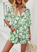 Load image into Gallery viewer, Summer Green Casual Printed 2pc Shorts Set