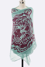 Load image into Gallery viewer, Tiger Printed Fringe Large Cotton Scarf