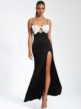 Load image into Gallery viewer, Duchess of France Black and White Bow Satin Gown