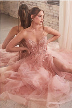 Load image into Gallery viewer, Strapless Fuschia Pink Sequined Embellished Corset Style Tulle Ball Gown